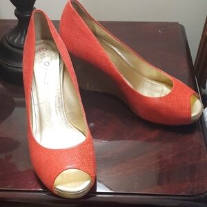 Lilly Pulitzer Red Peep Toe Wedges